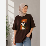 تیشرت زنانه باکسی طرح مینمال جذاب