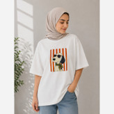تیشرت زنانه باکسی طرح مینمال جذاب
