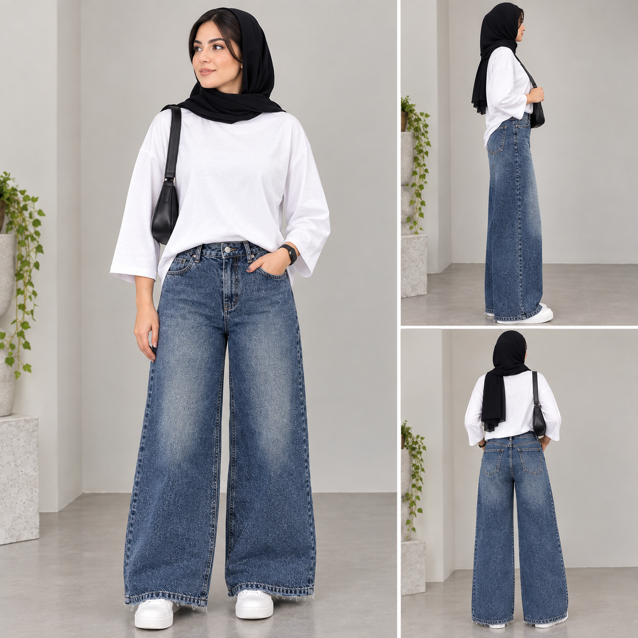 شلوارجین زنانه نیم بگ آبی دریایی